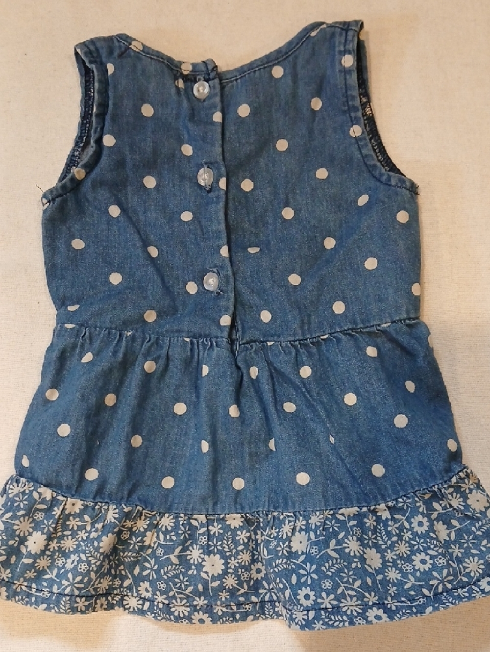 Polo by Ralph Lauren Blue Polka Dot Denim Tank Top with Pink Pony - Picture 5 of 6